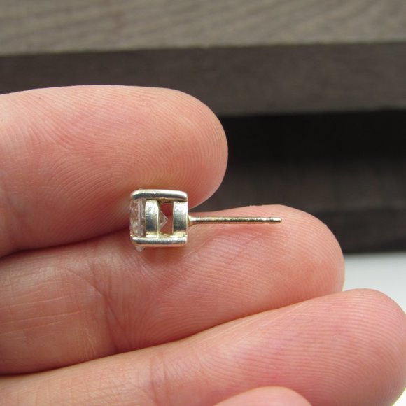 Sterling Rustic Cubic Zirconia Stud Earrings - Picture 3 of 6